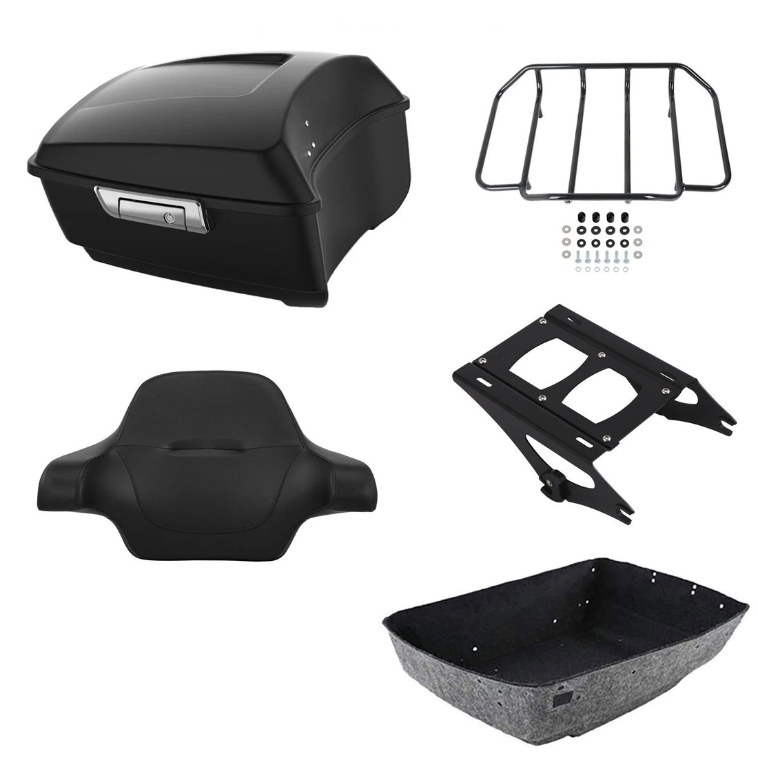 Matte Black King Trunk Backrest Pad Rack Mount Fit For Harley Road Glide '14-26