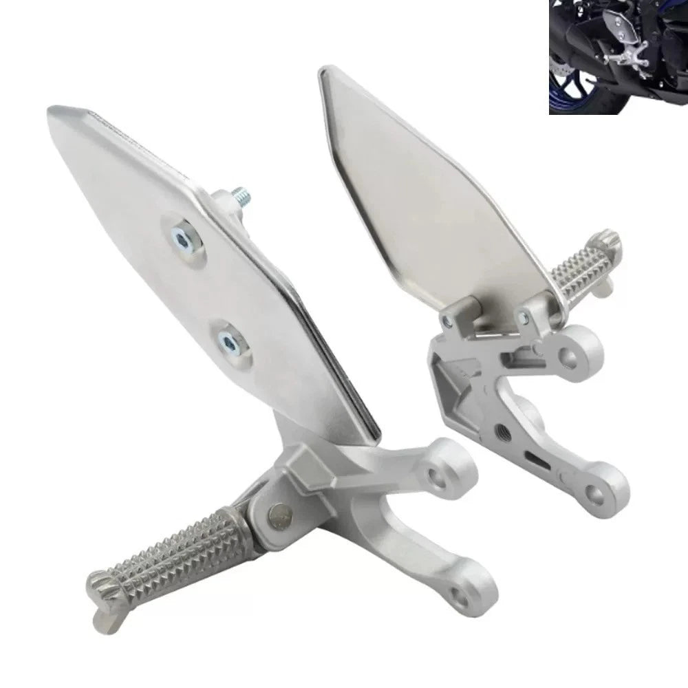 Fit for 2015-2024 Yamaha YZF-R3 Driver Front Footrests Foot Pegs Bracket Silver