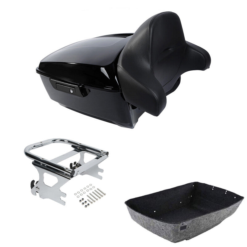 King Trunk Backrest Pad Two-Up Mount Rack Fit For Harley Electra Glide 1997-2008