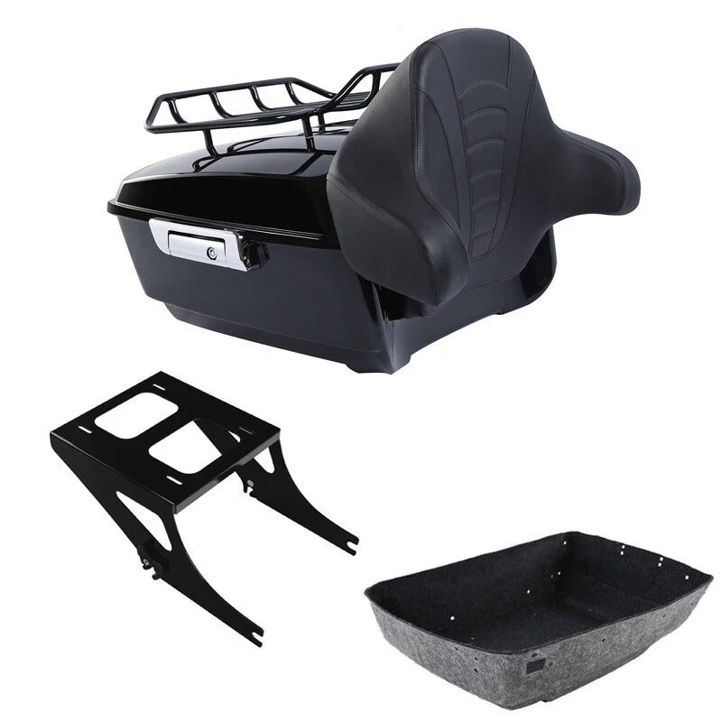 King Trunk Backrest Rack Two-Up Mount Fit For Harley Softail Fatboy 2008-17