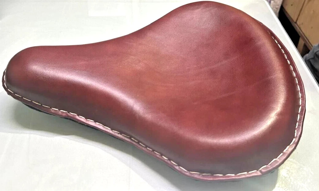 New For Harley Bobber Chopper Sportster Cherry Leather Deep Dish Solo Seat