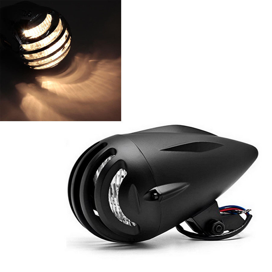 Black Plastic H4 Halogen Bullet Grill cover Headlight For Harley Chopper Custom