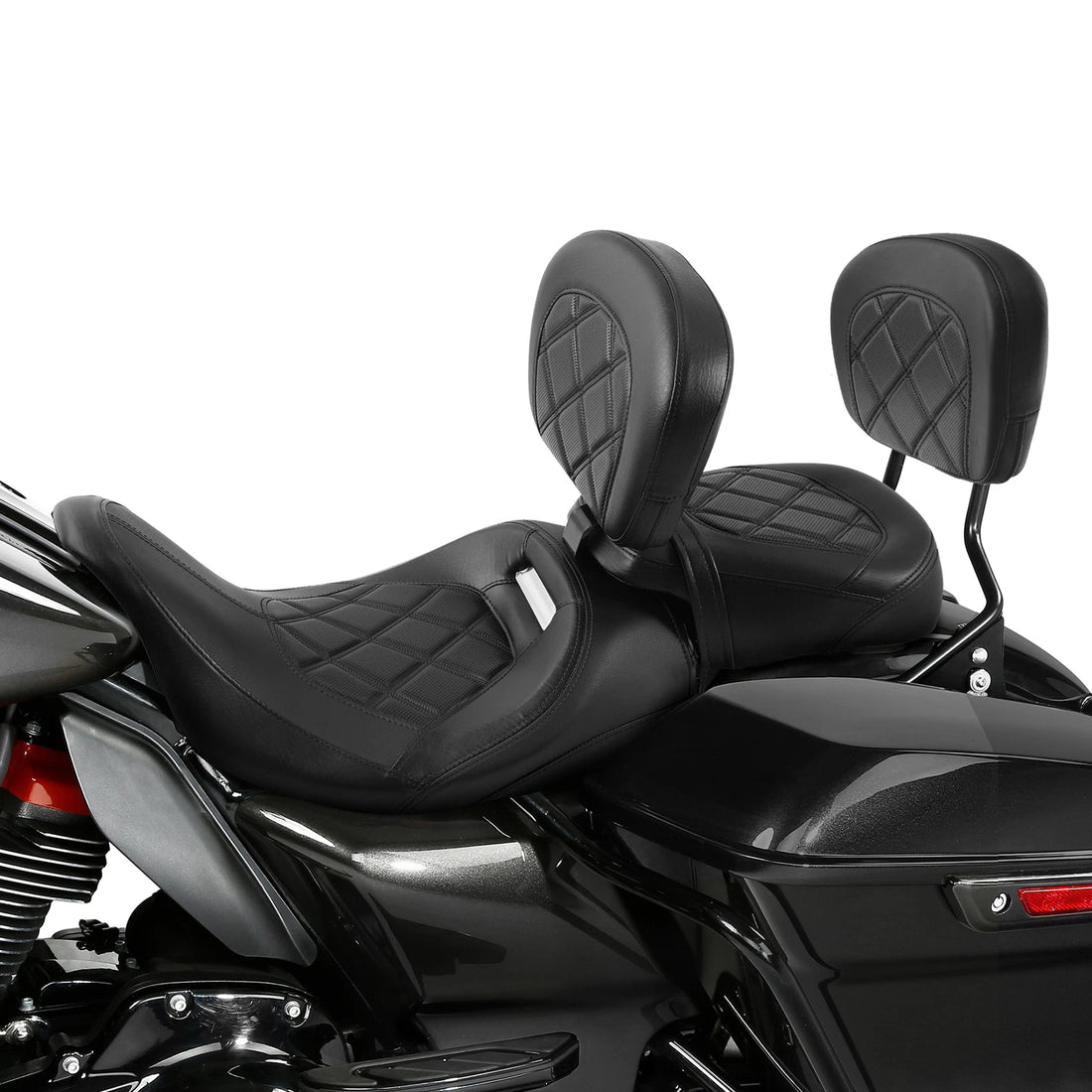 Low-Profile Driver & Passenger Seat With Backrest Fit For Harley Touring 09-23