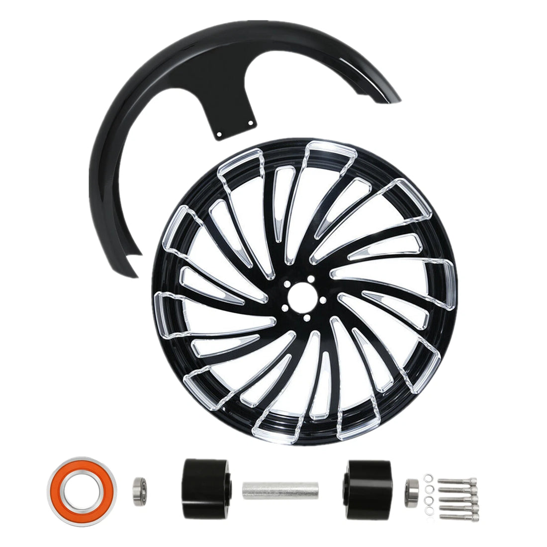 26'' Front Wheel Rim Dual Disc Hub Fender Fit For Harley Street Glide 97-13 ABS