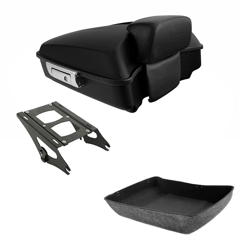 Matte Black Chopped Trunk Pad Two Up Mount Rack Fit For Harley Touring 2014-2026