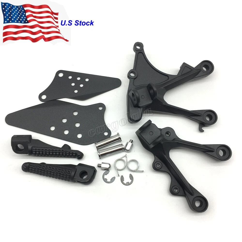 Black Motorcycle Front Foot Pegs Bracket Fit Kawasaki Ninja ZX6R/ZX636 2005-2008