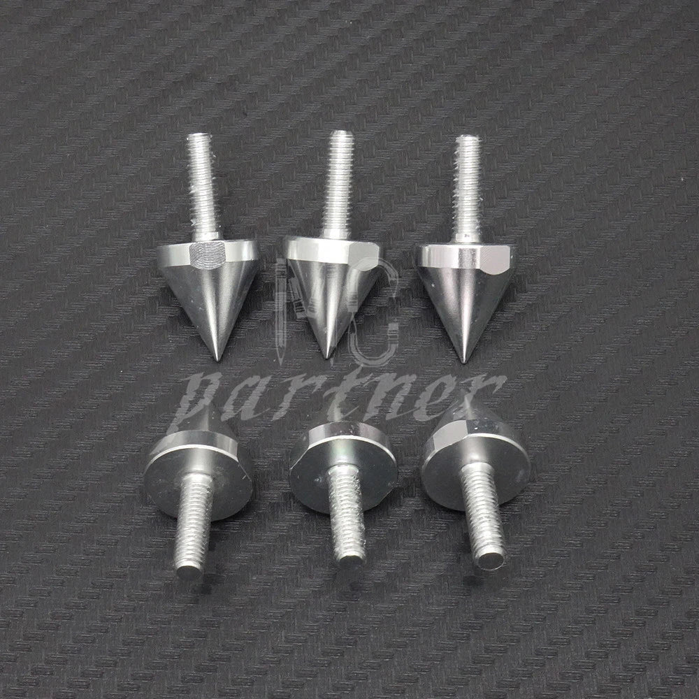 6 PCS M5 Silver Aluminum Spike Bolts For Windscreen Fairings License Plate Bolts