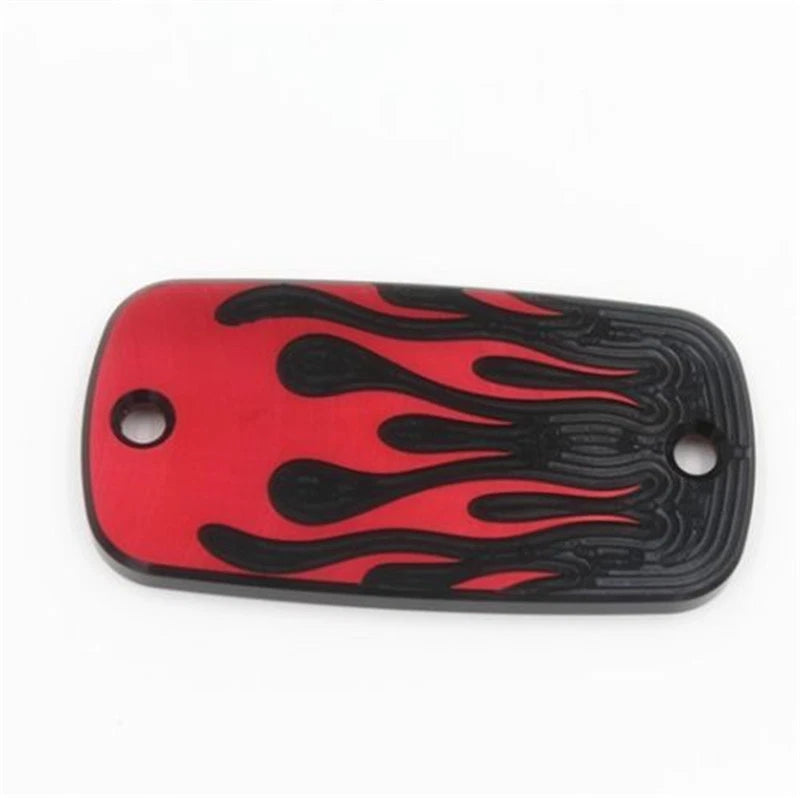 Universal Red Flame Front Brake Fluid Cap For Chopper Cruiser Touring Motorcycle