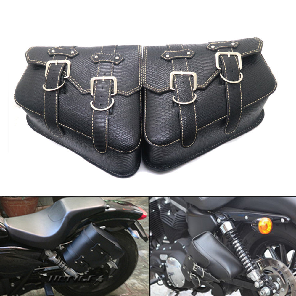 New Saddlebags PU Crocodile Leather Pouch Bag For Harley Sportster XL 883 1200