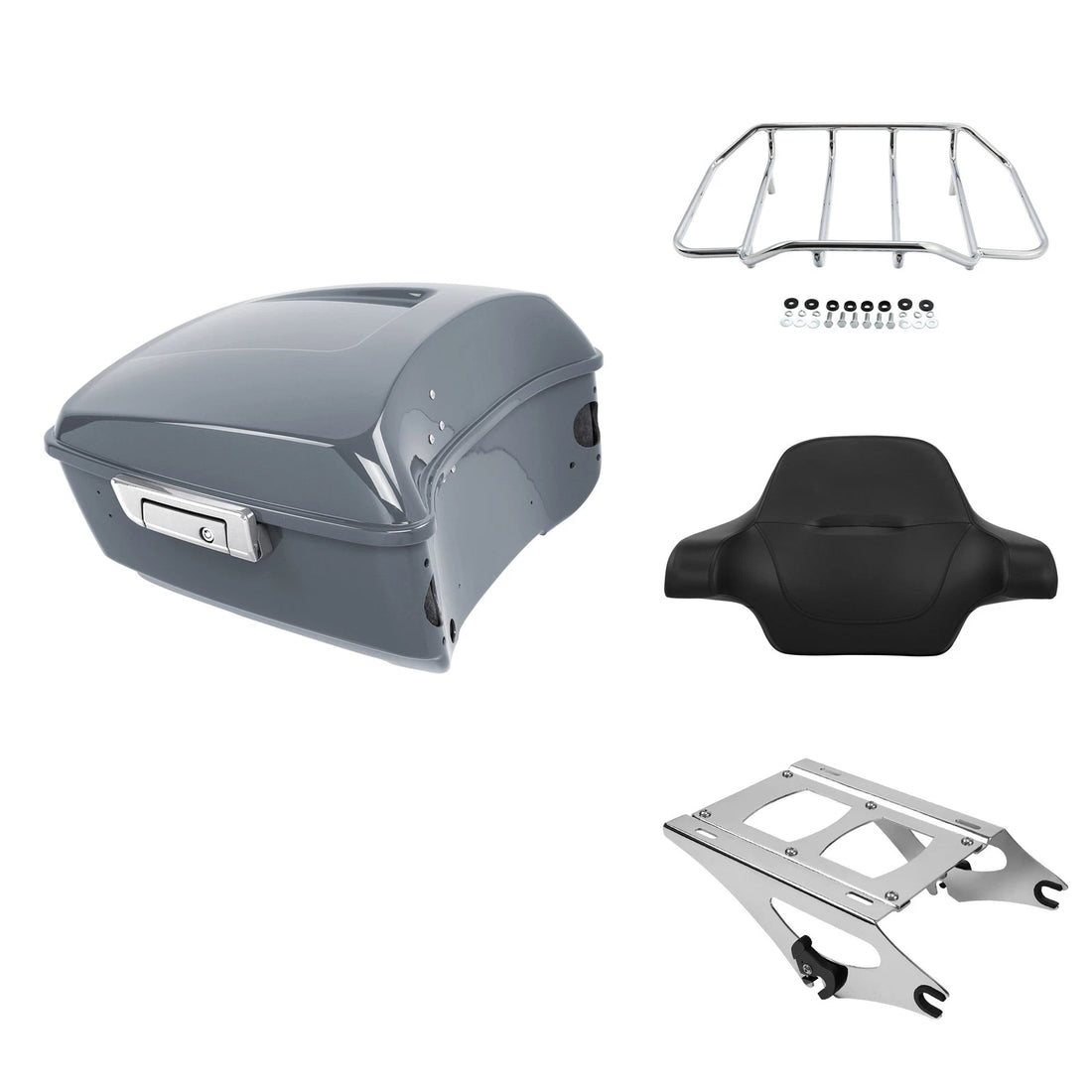 King Trunk Backrest Rack Mount Fit For Harley Electra Glide 2014-26 Gunship Gray