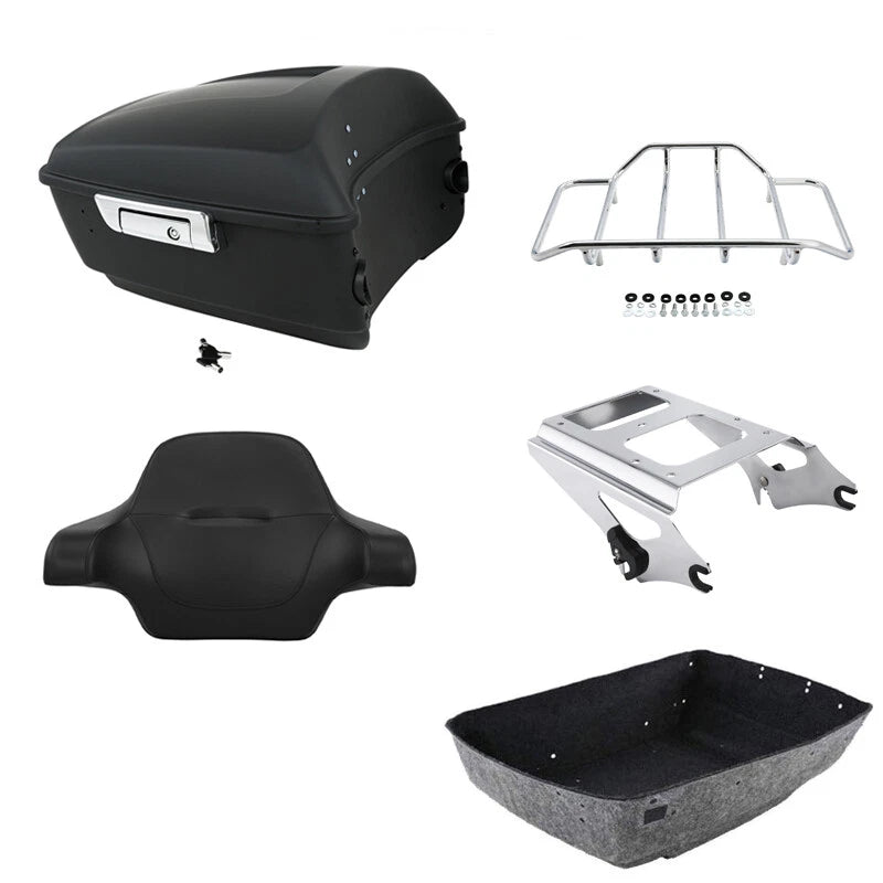 Matte King Trunk Backrest Rack Mount Fit For Harley Road King Glide 2009-13