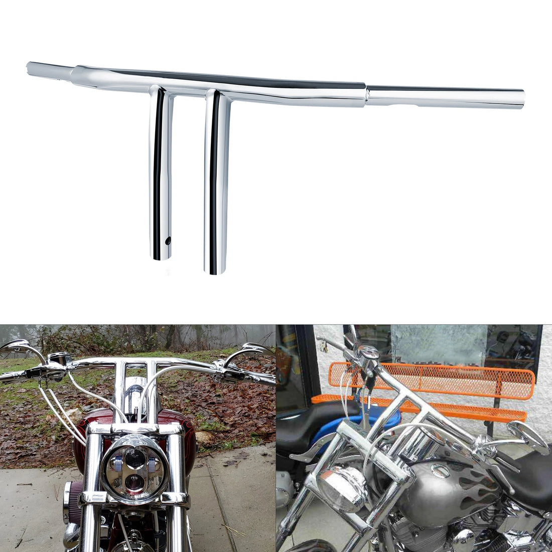 10" Rise T-Bar Handle Bar Fit For Harley Dyna Low Rider Fat Bob Softail Fatboy