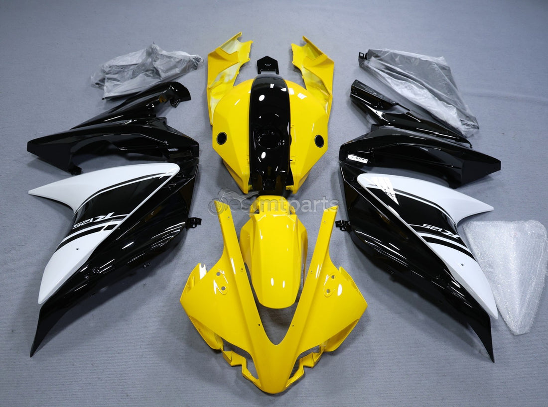 Glossy Yellow Black Fairing Kit +Bolts For Yamaha YZF R125 2008-2013, 2014-2018