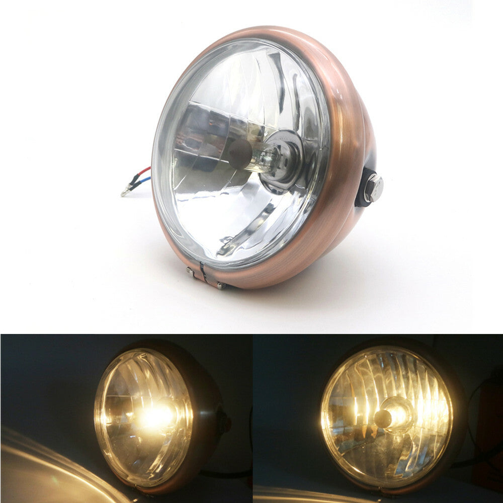 Motorcycle Retro Metal Copper Front Headlight For GN125 Cafe Racer Bobber Custom