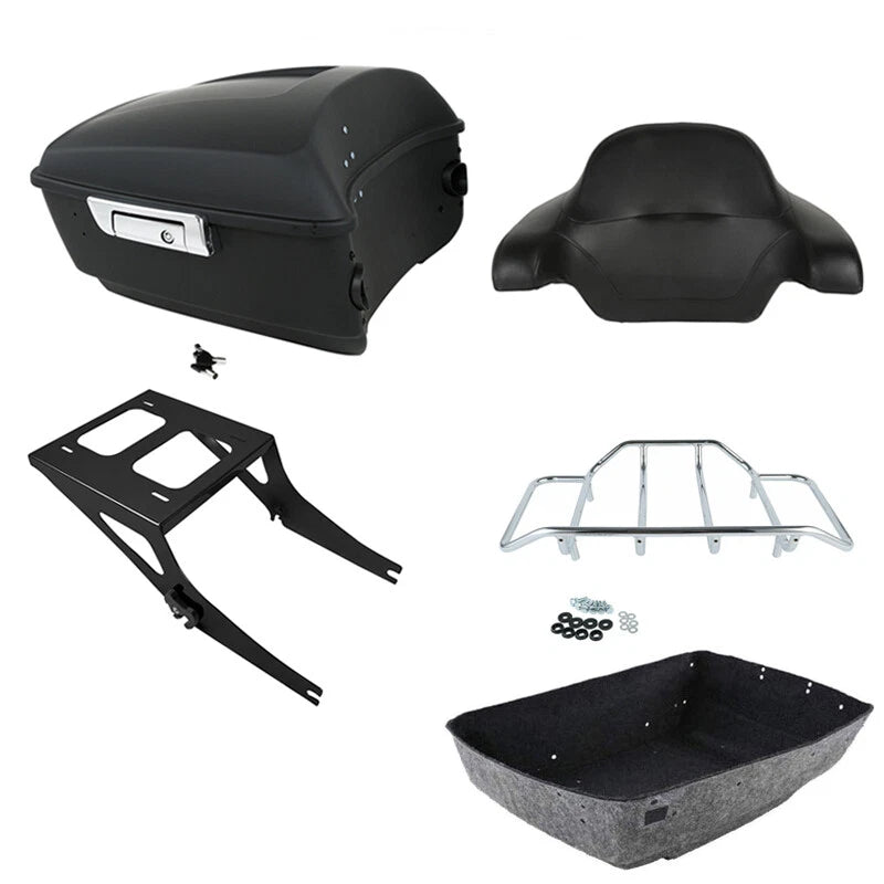 Matte King Trunk Backrest Mount Rack Fit For Harley Fatboy 2008-17
