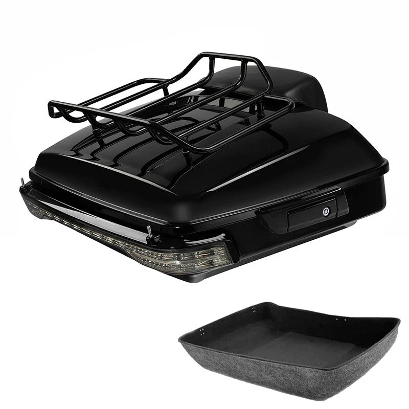 Black Chopped Trunk Backrest Rack Light Fit For Harley Touring Road Glide 14-26