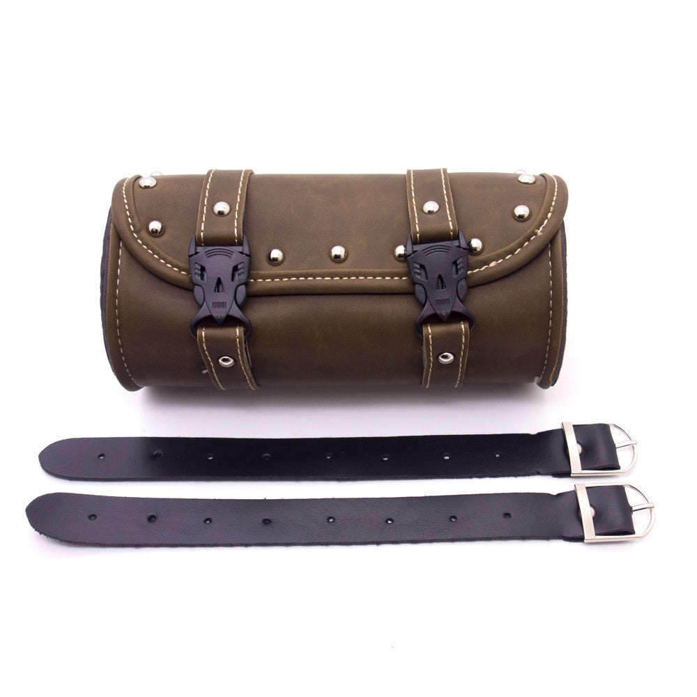 Motorcycle Mini Retro PU leather Tool Bag Handlebar Sissy Bar Saddlebag Roll bag