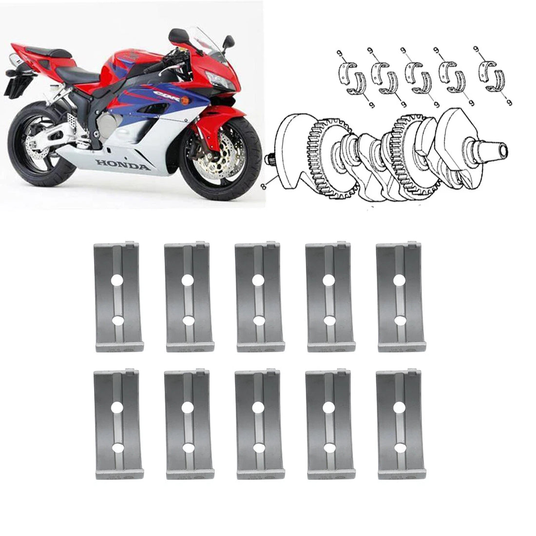 10PCS suitable shaft diameter 34mm crankshaft bearings CBR1000RR 04-23 CBR1000R