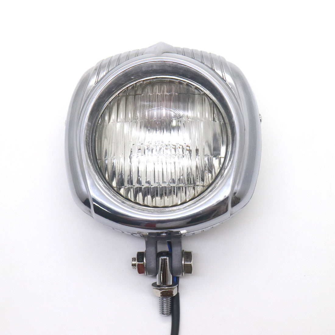 Chrome Polished Metal Vintage Retro Headlight For Harley Cafe Racer Custom