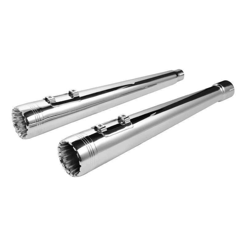 Chrome Dual Slip-On Mufflers Exhaust Pipes Fit For Harley Touring Models 2017-23