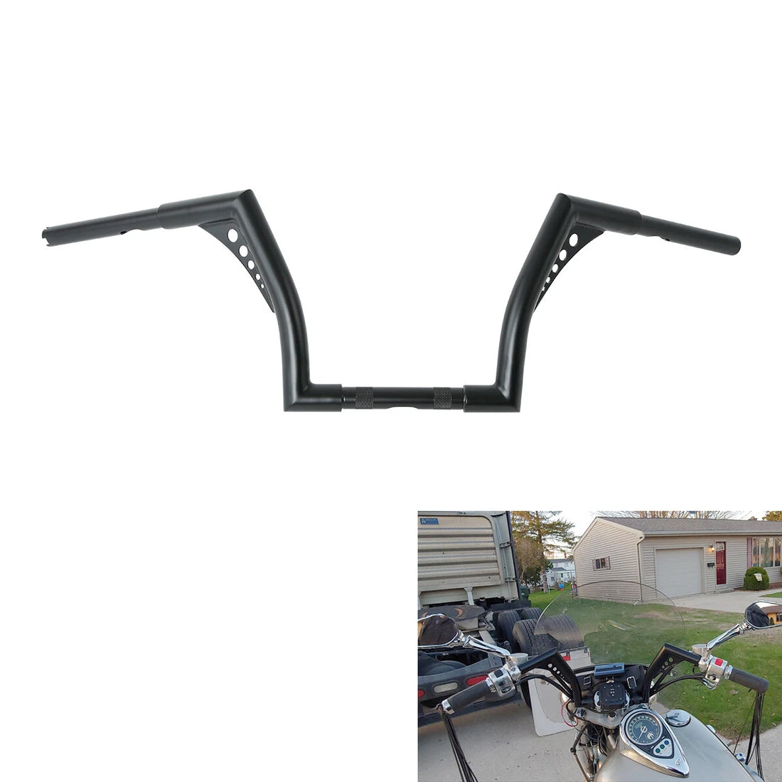 1 1/4" Fat 10" Rise Hanger Handlebar Fit For Harley Flst Fxst Sportster 883 1200