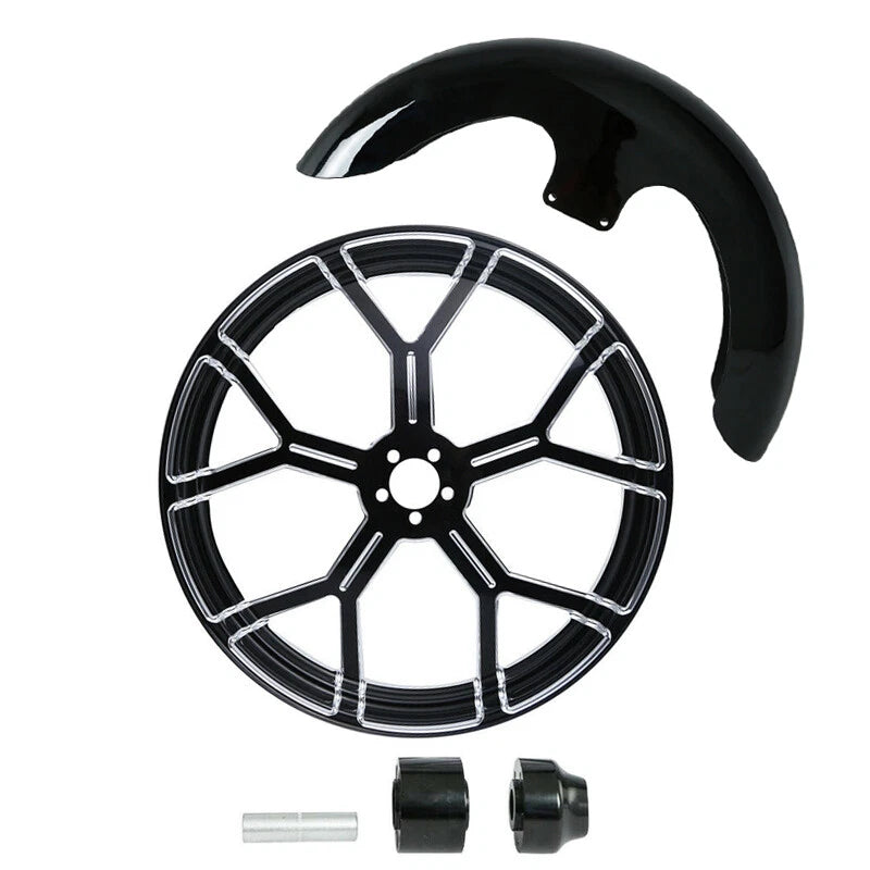 23" Wheel Rim Single Disc Hub Front Fender Fit For Harley Street Glide 2008-2024