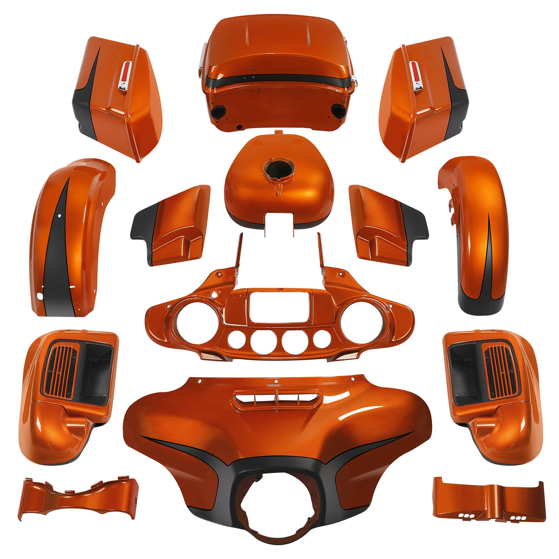 Fairings Body Kit Fit For Harley Electra Glide 14-24 Scorched Orange/Black Denim