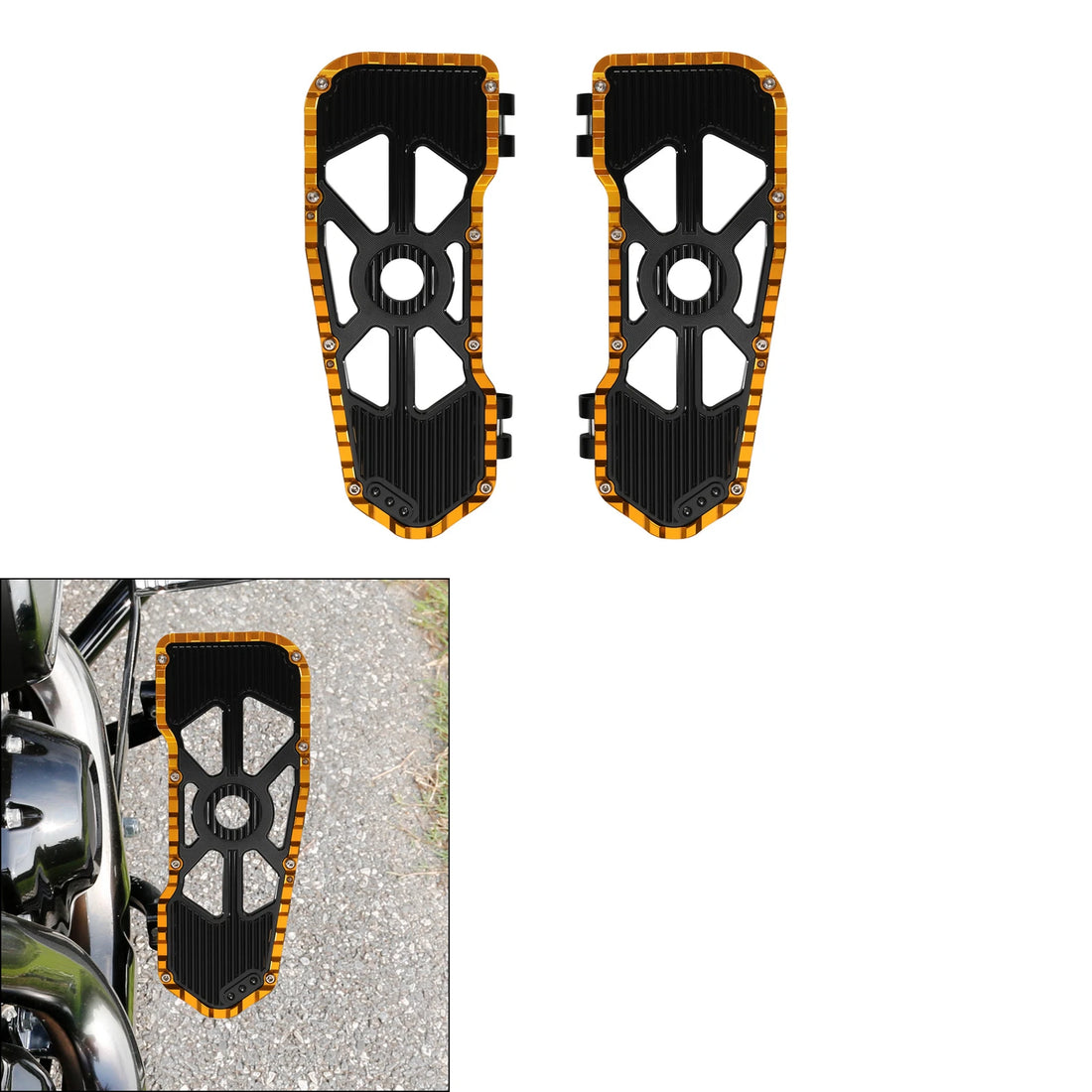 Driver Footboard Floorboard Fit For Harley Touring Road Glide 09-25 Black Gold