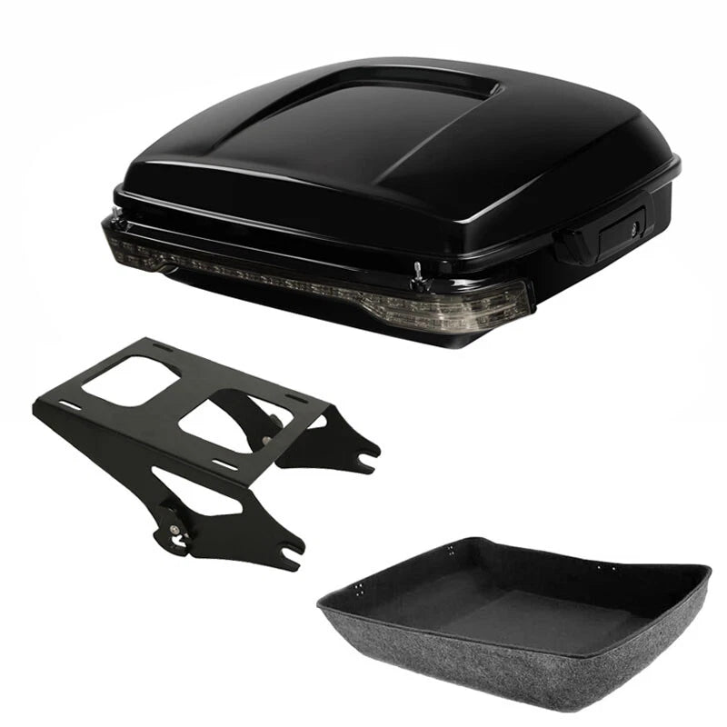 Vivid Black Chopped Trunk LED Light Mount Rack Fit For Harley Touring 2014-2026