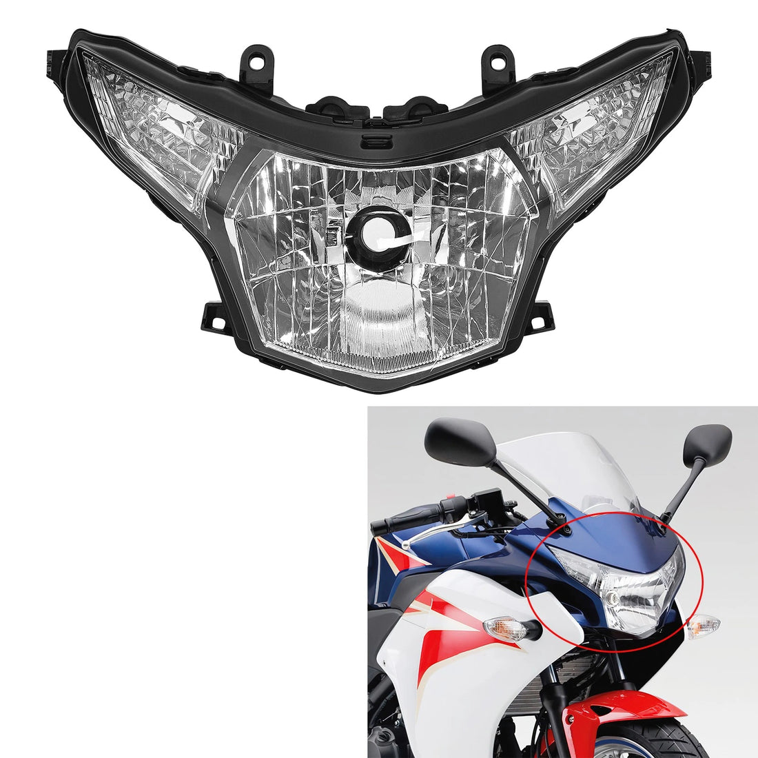 Headlight Head Lamp Assembly Fit For Honda CBR250R 2011-2013 CTX700 2014-2018