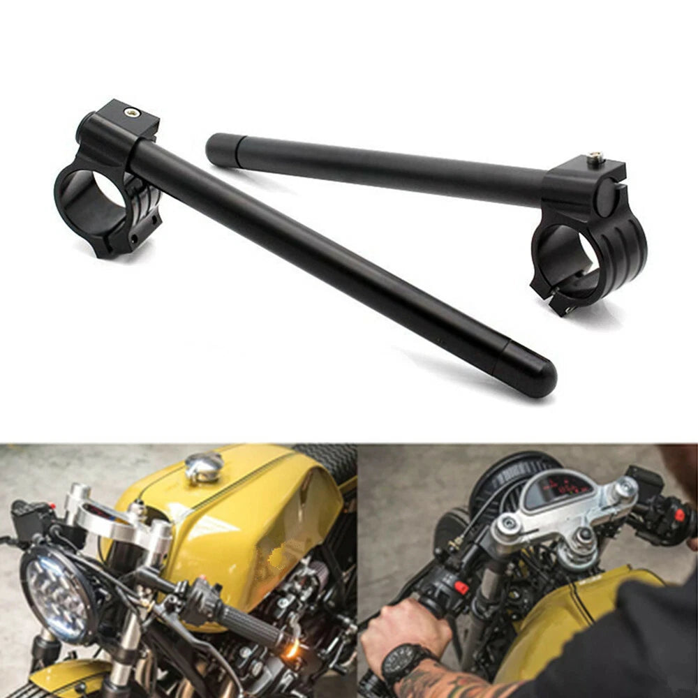 58mm Black Clip-On Clip Ons CNC Handlebar Bar Fork Tube For Benelli Leoncino 500