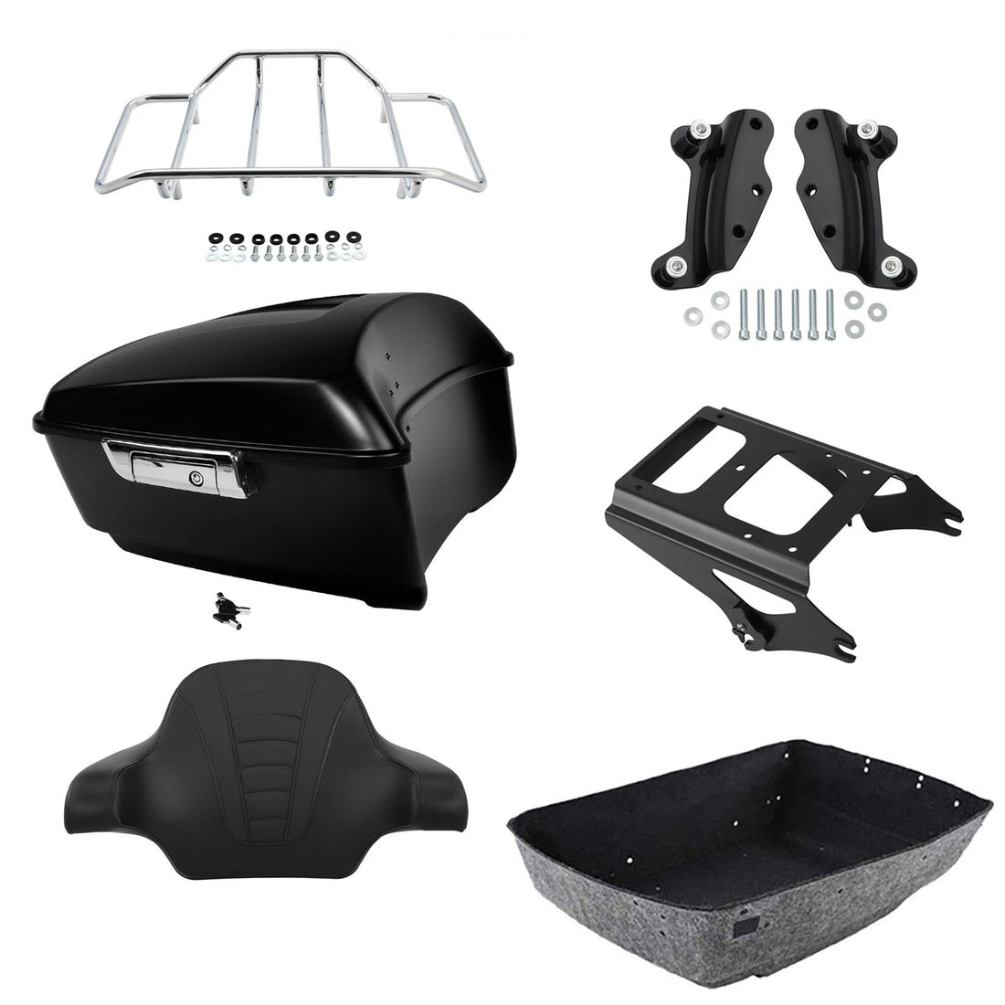 Matte Black King Trunk Backrest Mount Rack Docking Fit For Harley Touring 09-13