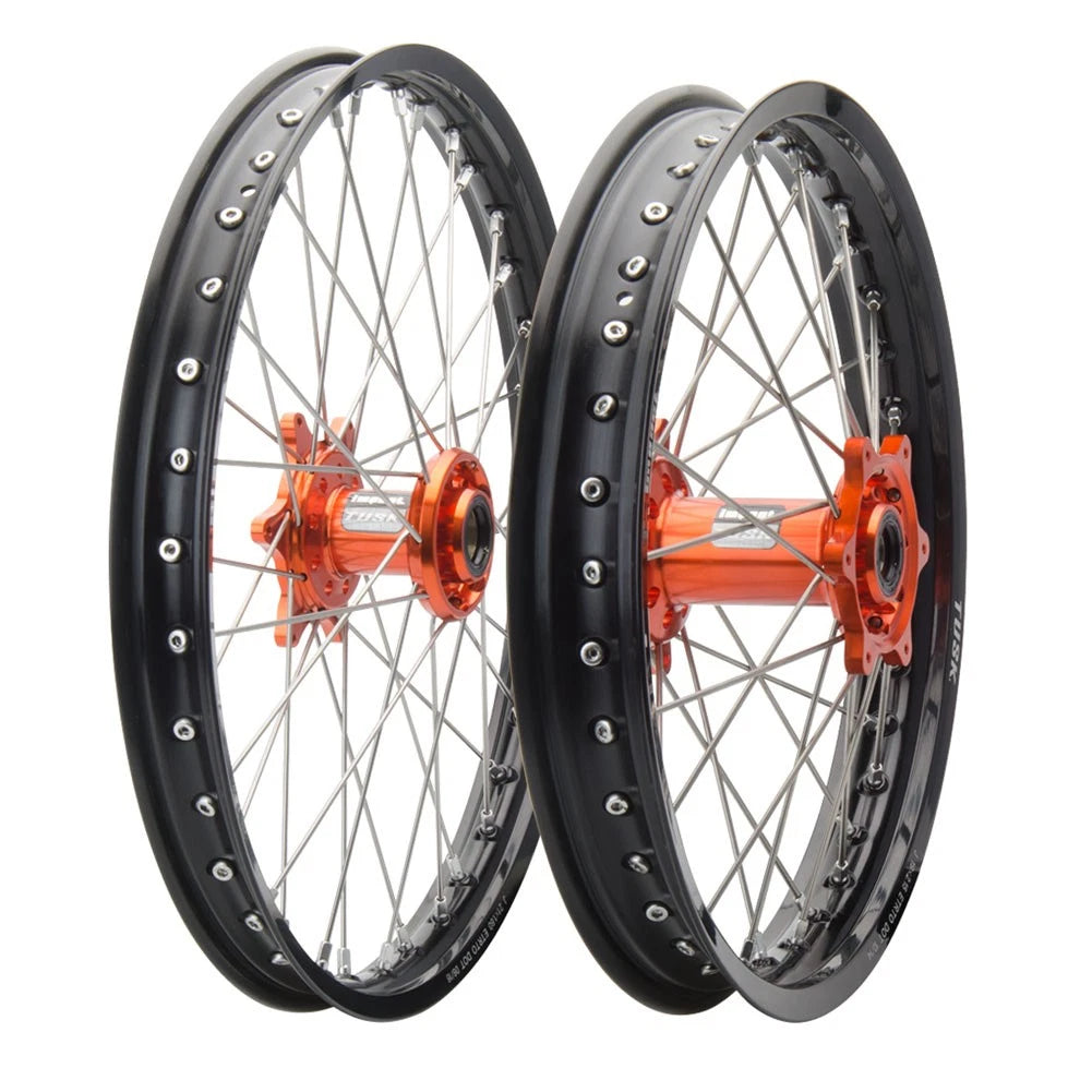 Tusk Impact Complete Front&Rear Wheel 1.60 x 21 / 2.15 x 19 Black Rim/Silver