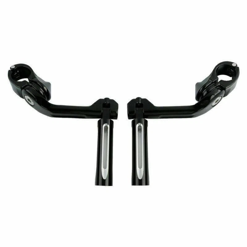 1 1/4" Black Footrest Peg Long Angled Mount Bracket Fit For Harley Engine Guard