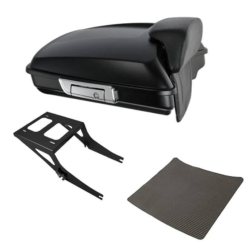 Matte Black Razor Trunk Backrest Mount Fit For Harley Fatboy 2008-2017