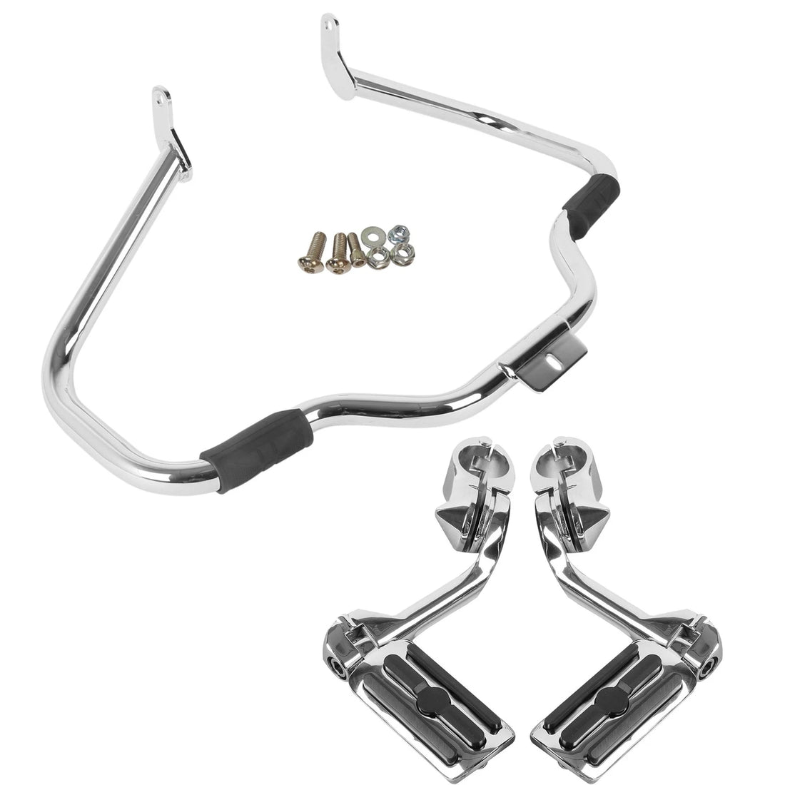 Mustache Highway Guard Crash Bar & Footpegs Fit For Harley Softail Fls 00-17