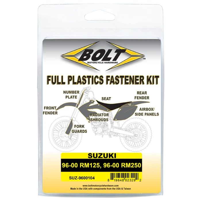 Bolt Motorcycle Accessories SUZ-9600104 Body Work Fastener Kit - Suz