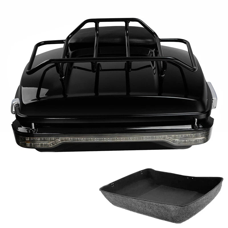 Chopped Trunk Backrest Pad Rack LED Tail Light Fit For Harley Touring 2014-2026