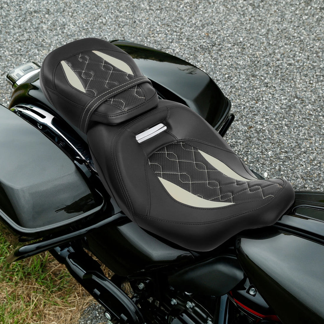 Driver & Passenger Seat Fit For Harley Touring Electra Glide 09-23 Black+Grey