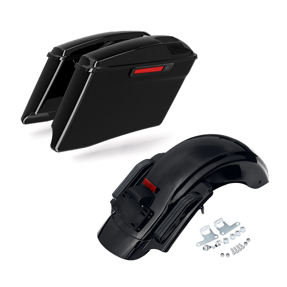 4" Extended Hard Saddlebags & Rear LED Fender Fit For Harley Street Glide 14-23