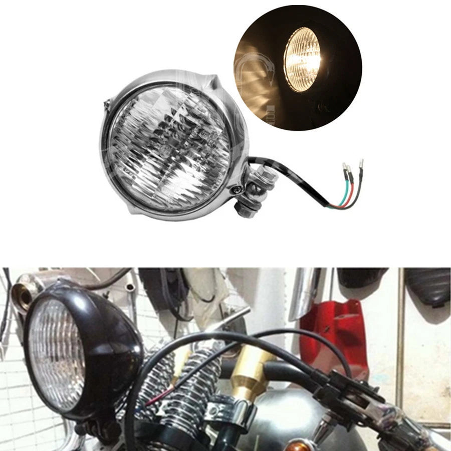 Chrome Polish Headlight Lamp Clear Lens For Harley Sportster Bobber Chopper