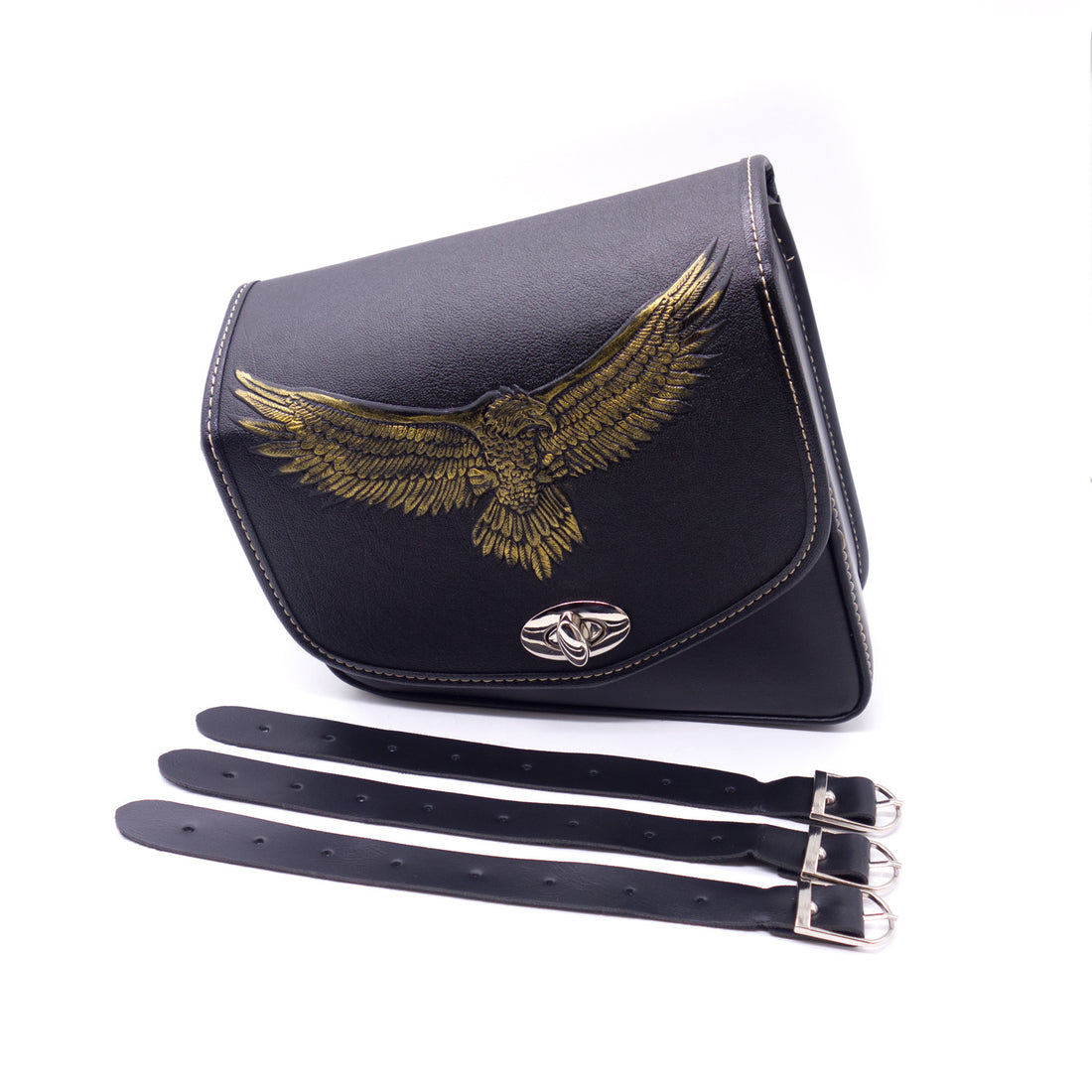 Black PU Leather Eagle Saddlebag Luggage Bag Pannier Bag For Harley Honda Suzuki