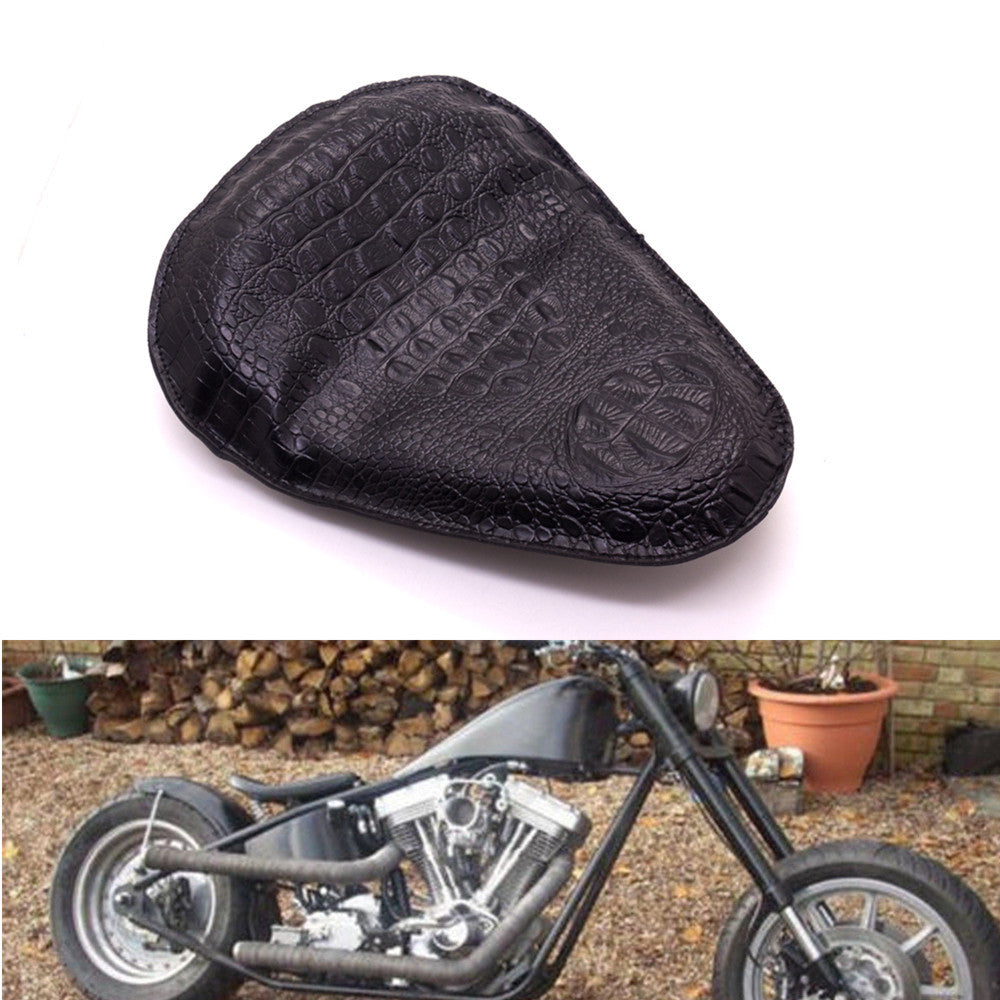 Black Crocodile PU Leather Style Solo Seat For Harley Honda Yamaha Suzuki Custom