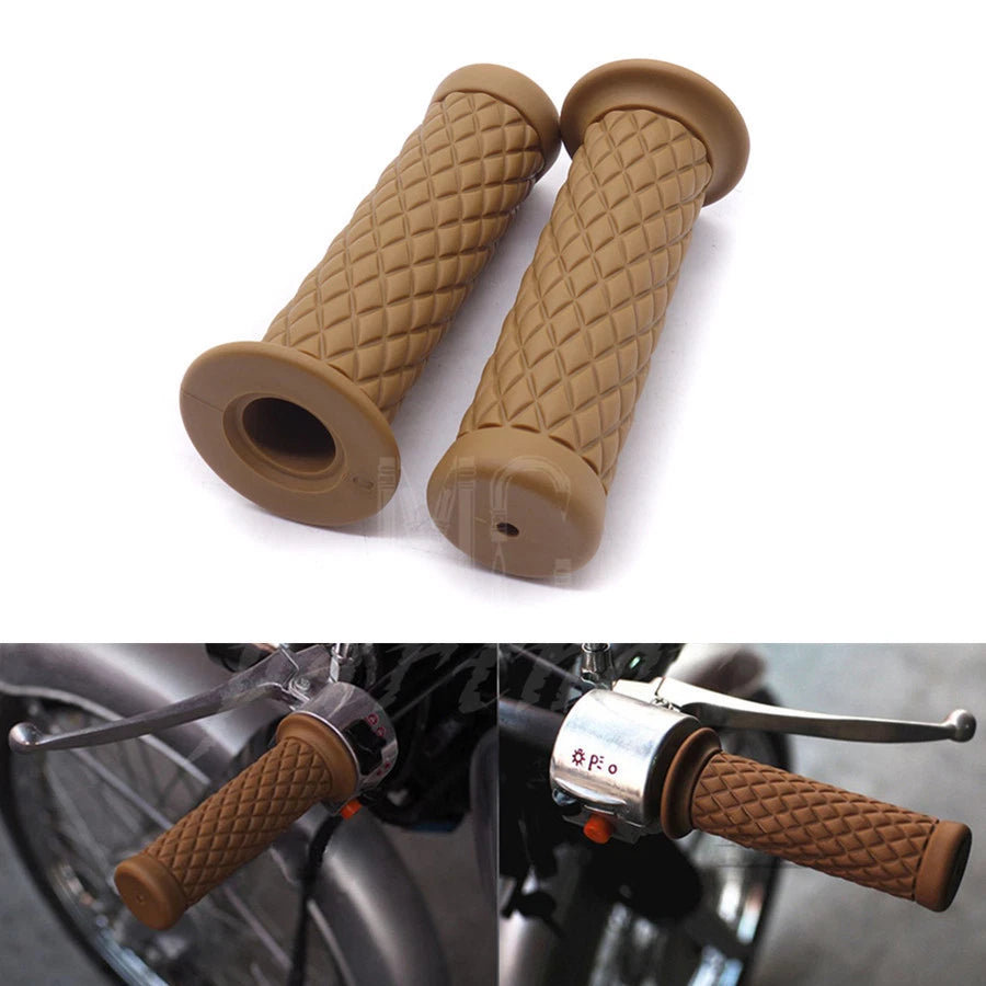 7/8" Vintage Rubber Handlebar Hand Grip For CG125 CB400 Bobber Cafe Racer Custom