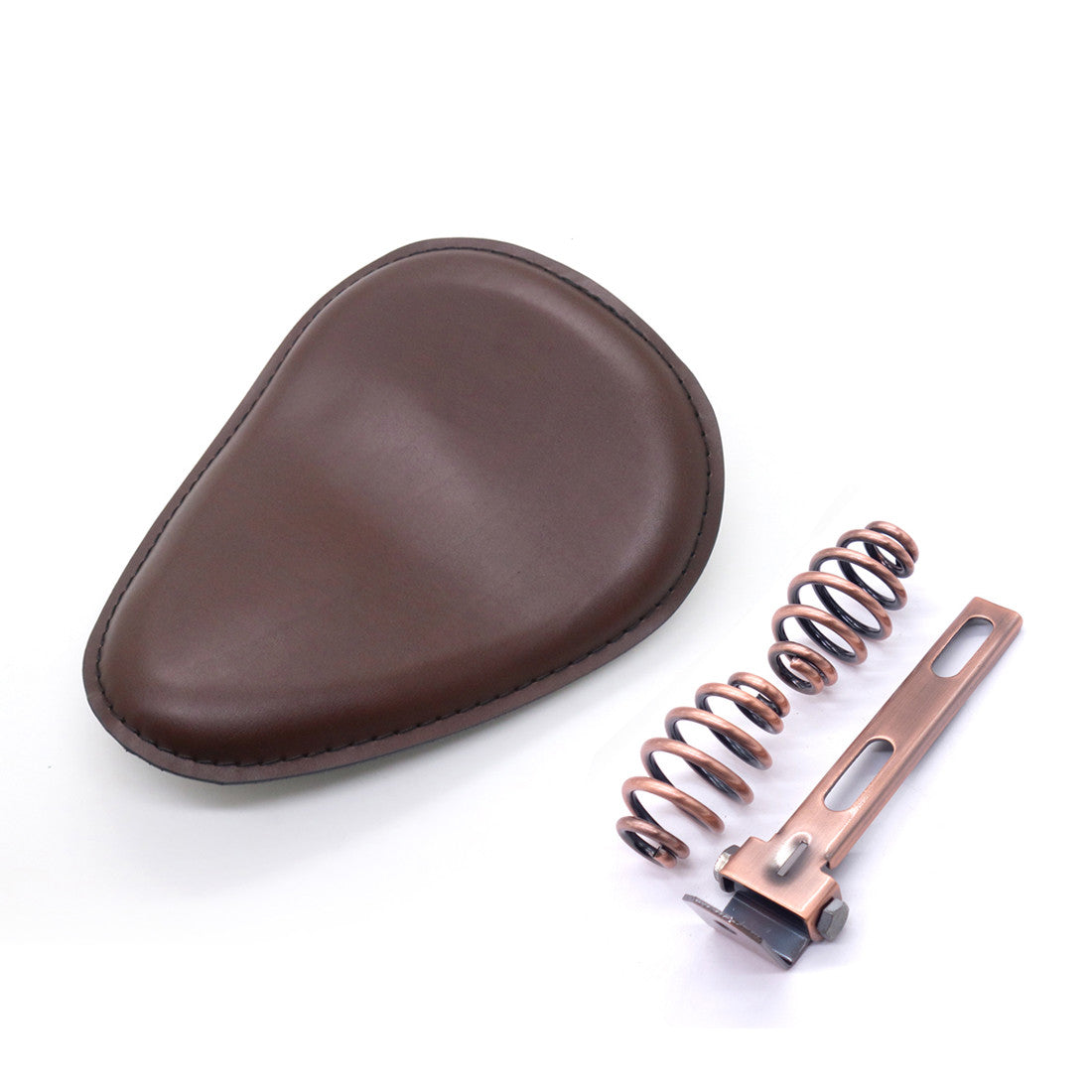 Brown PU Leather Solo Drive Seat Spring & Bracket For Harley Honda Suzuki Custom