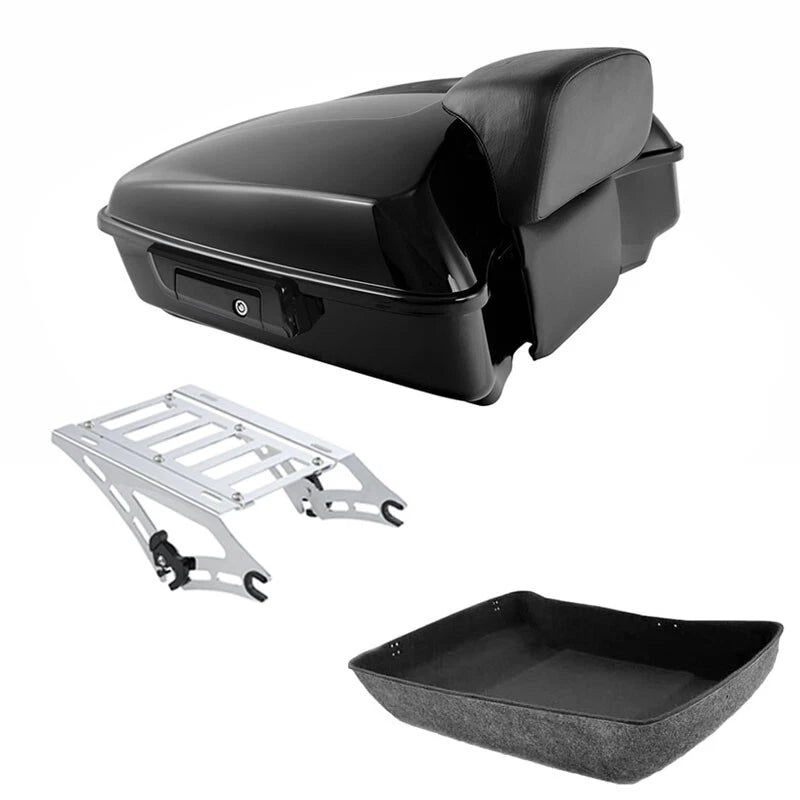 Chopped Trunk Black Backrest Two-Up Mounting Rack Fit For Harley Touring 14-2026