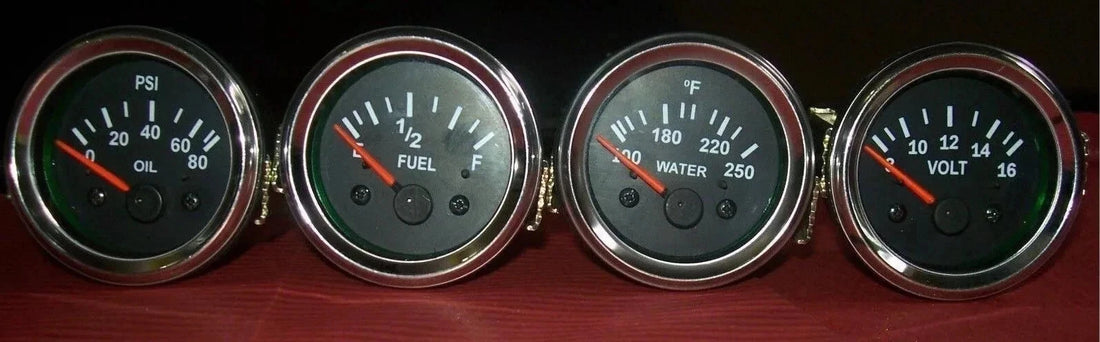 2" /52mm Electrical Oil Pressure Temperature Volt Fuel Gauge - Black Chrome