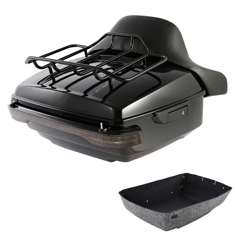 King Trunk Backrest Rack LED Tail Light Fit For Harley Electra Road Glide 14-26