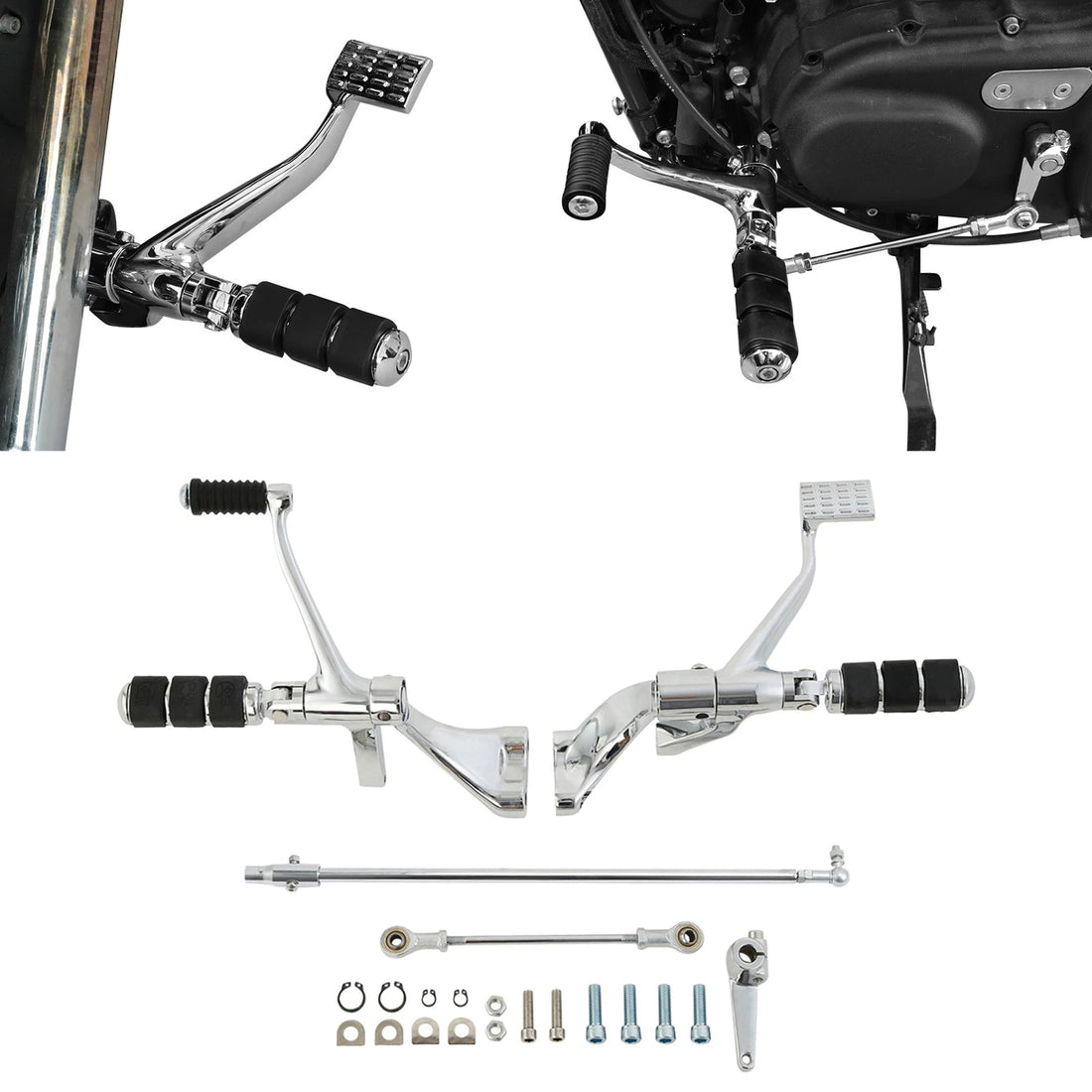 Chrome Forward Controls Pegs Levers Linkage Fit For Harley Sportster XL883 14-22