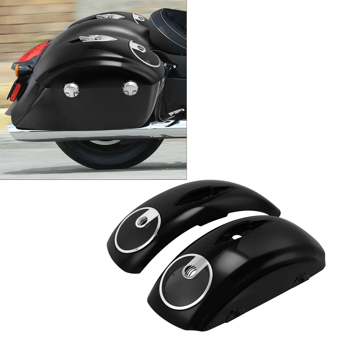 Gloss Black Audio Saddlebag Lids 6.5'' Speaker Grills Fit For Indian Chieftain